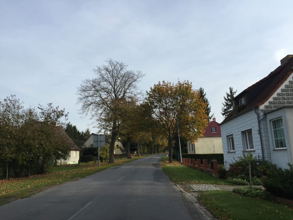 Landstraße im Dorf Gortz im Havelland