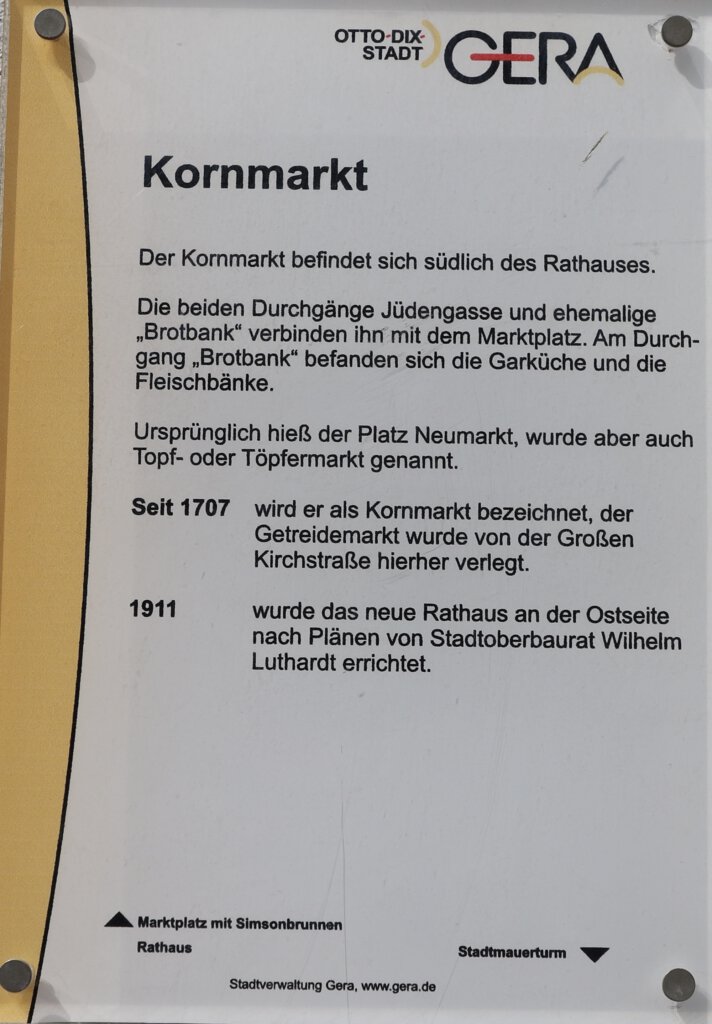 Infotafel zur Stadtgeschichte von Gera