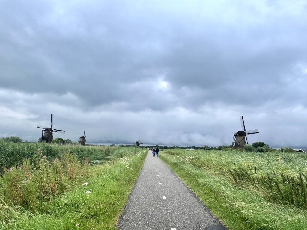 Kinderdijk: Die Windmühlen befinden sich inmitten einer Polderlandschaft